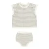 Scallop Knit Baby Set In Sage Stripe -LITTLE Baby Gear little rylee cru scallop knit baby set in sage stripe 51066986135844