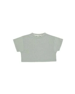 Tech Crop Tee In Heathered Seafoam