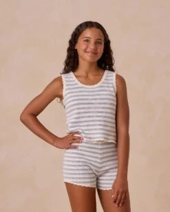 Teen Crochet Tank Set In Blue Stripe -LITTLE Baby Gear little rylee cru teen crochet tank set in blue stripe 51067014545700