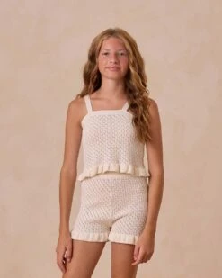 Teen Crochet Tank Set In Ivory