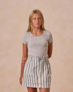 Teen Denim Mini Skirt In Ocean Stripe
