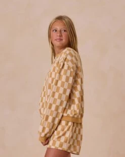 Teen Summer Terry Set In Marigold Check -LITTLE Baby Gear little rylee cru teen summer terry set in marigold check 1155571283