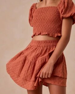 Teen Tiered Mini Skirt In Poppy