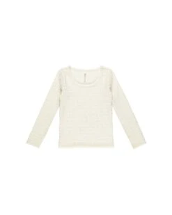 Textured Long Sleeve Top In Ivory