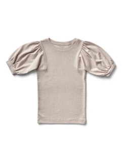 Balloon Tee In Dove Pointelle