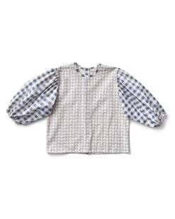 Ethel Blouse In Checker Rose Print, Blueberry