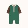 Color Block Polo One Piece In Dark Green + Brown -LITTLE Baby Gear little tiny cottons color block polo one piece in dark green brown 1182119266