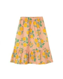 Flowers Long Skirt In Papaya