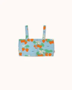 Strawberries Crop Top In Denim Blue