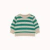 Stripes Baby Sweatshirt In Dark Emerald/vanilla -LITTLE Baby Gear little tiny cottons stripes baby sweatshirt in dark emerald vanilla 51133360308516