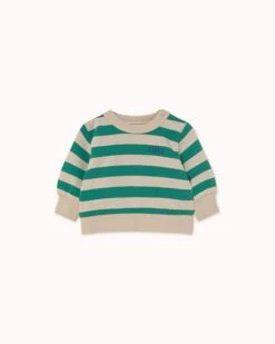 Stripes Baby Sweatshirt In Dark Emerald/vanilla