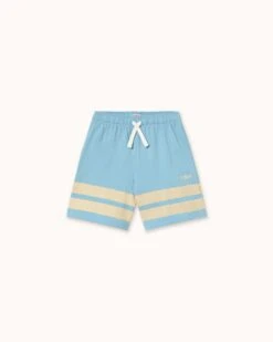 Stripes Logo Short In Dusty Blue