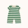 Stripes One-piece In Dark Emerald/light Cream