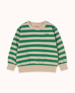 Stripes Sweatshirt In Dark Emerald/ Vanilla