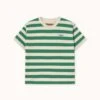 Stripes Tee In Dark Emerald/light Cream