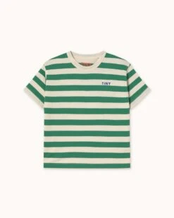 Stripes Tee In Dark Emerald/light Cream