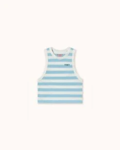Tank Top Stripes In Dusty Blue/off-white