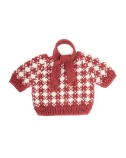 Bear Check Sweater + Scarf In Burgundy