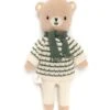 Bear With Striped Sweater + Scarf In Green -LITTLE Baby Gear little tun tun bear with stripped sweater scarf in green 49756227109156