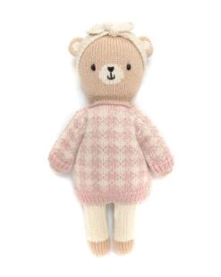 Bear With Sweater + Headband In Natural + Pink