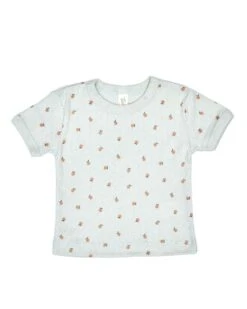 Pointelle Short Sleeve Top In Light Blue Little Oranges