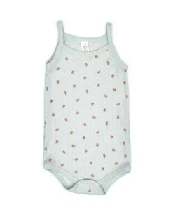 Pointelle Tank Onesie In Light Blue Little Oranges