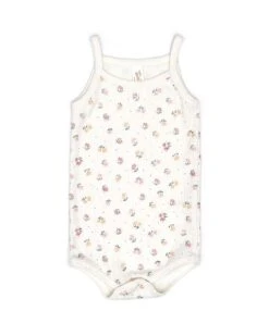 Pointelle Tank Onesie In Natural Flowers