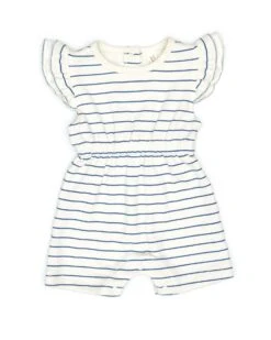 Ruffle Romper In Blue Heaven Stripes