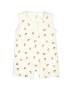 Sleeveless Romper In Natural Oranges