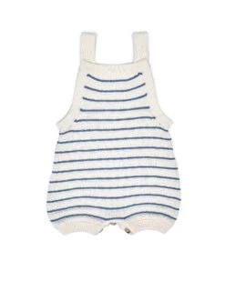 Stripped Romper In Natural & Blue Heaven