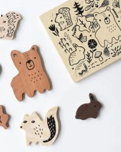 Woodland Animals Wooden Tray Puzzle -LITTLE Baby Gear little wee gallery woodland animals wooden tray puzzle 40580017848612